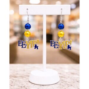 Sigma Gamma Rho Earrings Gold &‎ Blue Pearl Dangle